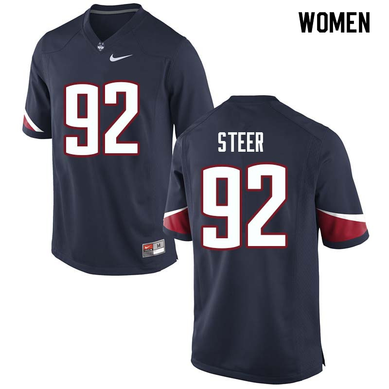 Women #92 Carlton Steer Uconn Huskies College Football Jerseys Sale-Navy - Click Image to Close